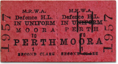 MRWA Defence in Uniform ticket Moora to Perth